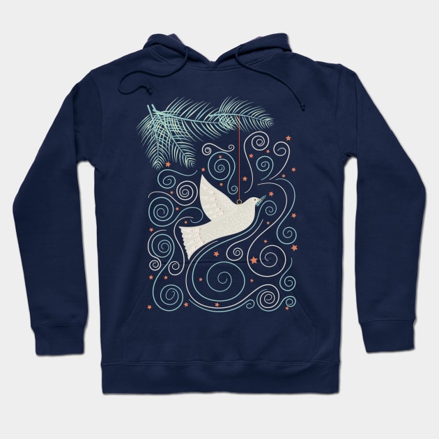 Folk Art Christmas Dove Ornament Hoodie by SWON Design